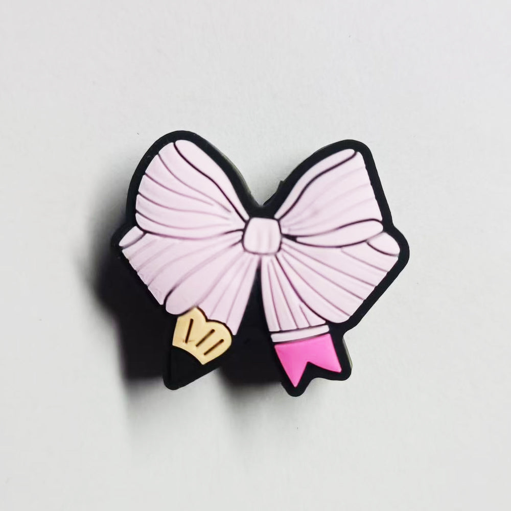 Wholesale 10pcs Silicone Cute Pink Bow Pencil Beads